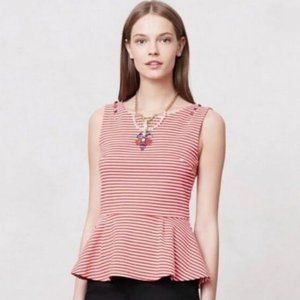 Anthropologie ~ Postmark ~ Antonia red stripe peplum top